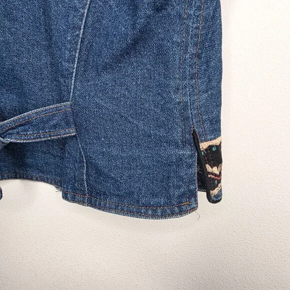 Hairston Roberson Ropa Embroidered Denim Vest Sequin Floral Western Boho Medium - Picture 5 of 6